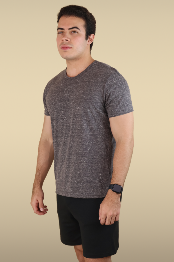 Playera Básica Cómoda Gris Jaspe Manga Corta Cuello Redondo Casual